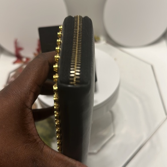 Saint Laurent Nailhead Studded Zip Around Black Leather Wallet - AS IS - Picture 6 of 9